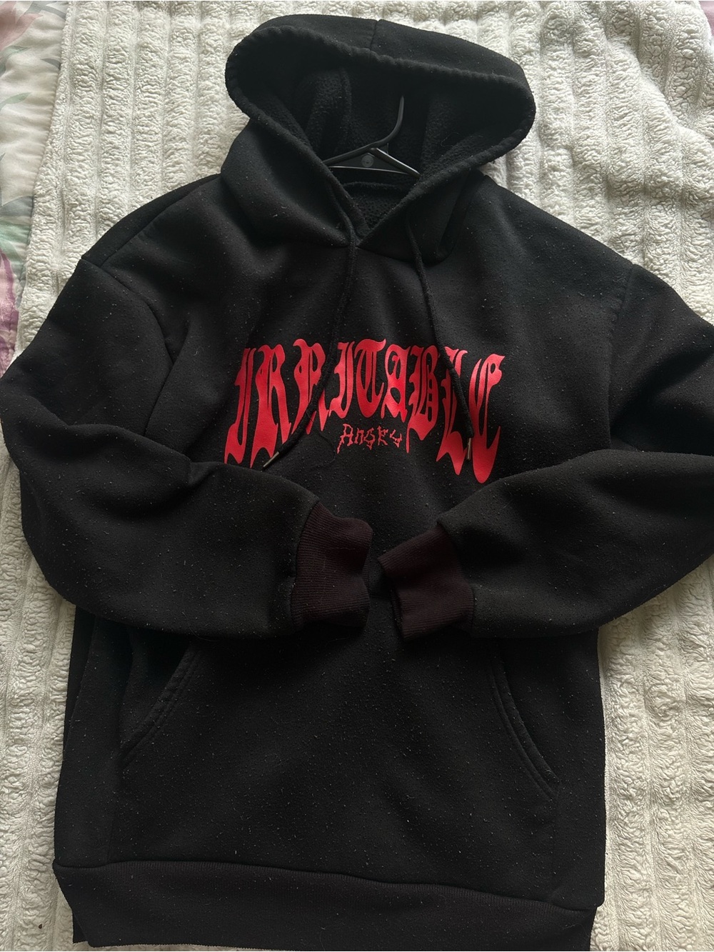 Revenge Clothing Black Hoodie with Red Gothic Logo